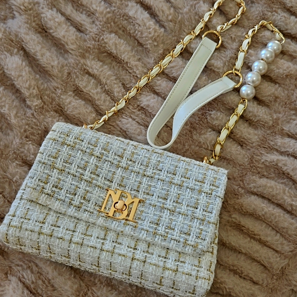Badgley Mischka Bouclé Tweed Shoulder Bag